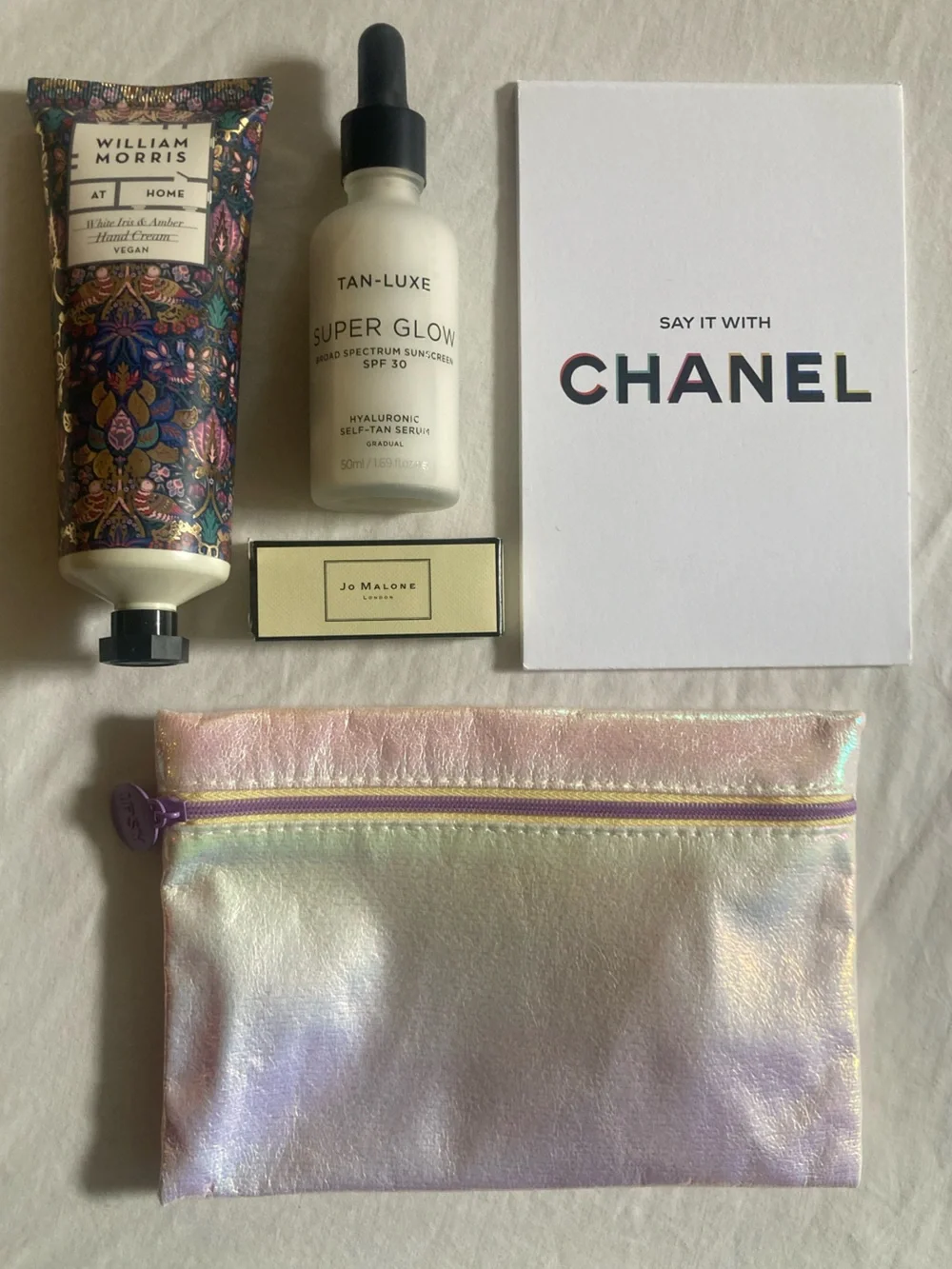 5 Pc Luxury Self-Care Bundle - Iridescent Pastel Makeup Pouch